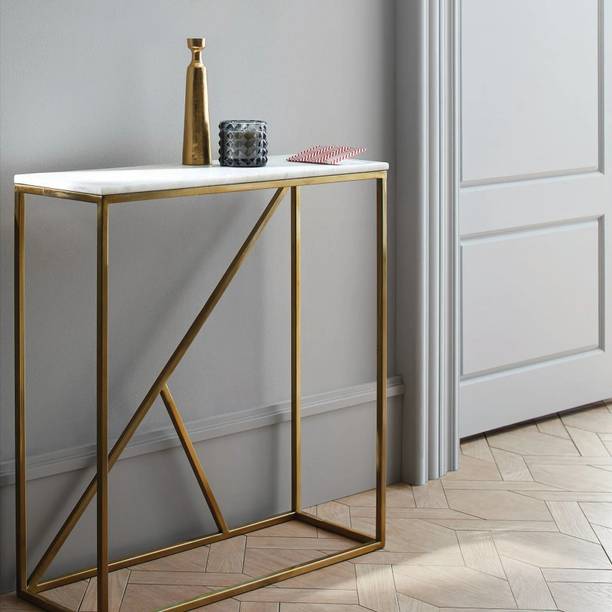 आशुतोष क्राफ्टिंग Engineered Wood Side Table for Living Room Hall Bedroom Office मेटल कंसोल टेबल