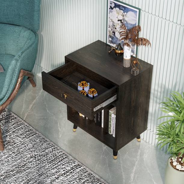 Hexa Red Bed Side Table with 1-Drawer, Nightstand, Bedrooms, Storage Cabinet Engineered Wood Bedside Table