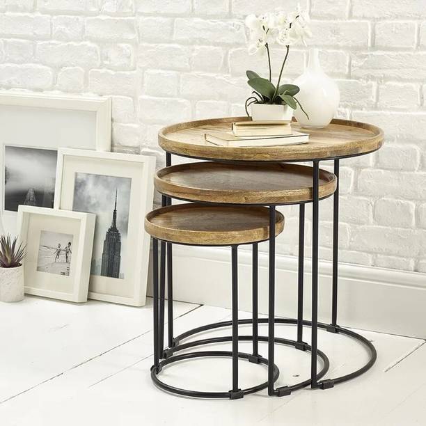 DearOrdane Store DearOrdane Store Moon Shape Side Table Solid Wood End Table