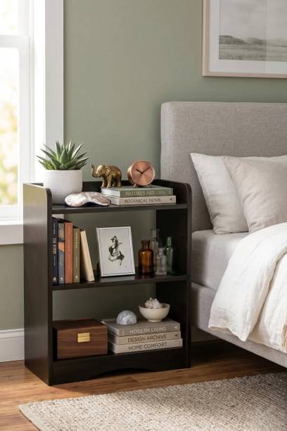 NITVANI HANDICRAFT Modern Matte Black Multipurpose Shoe Rack | 3 Tier Open Shelf Organizer Engineered Wood Side Table