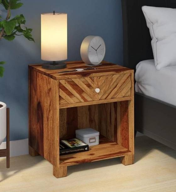 SRB Furniture Sheesham wood bedside table (Teak brown, 1 drawer) Solid Wood Bedside Table
