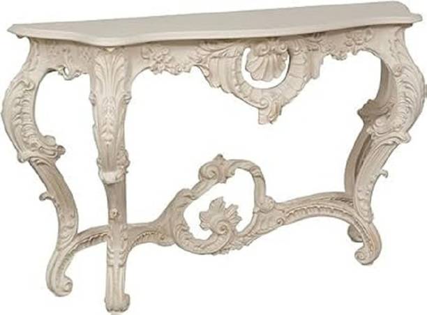 Home wood Solid Wooden Hand Carving Console Table | White Solid Wood Console Table