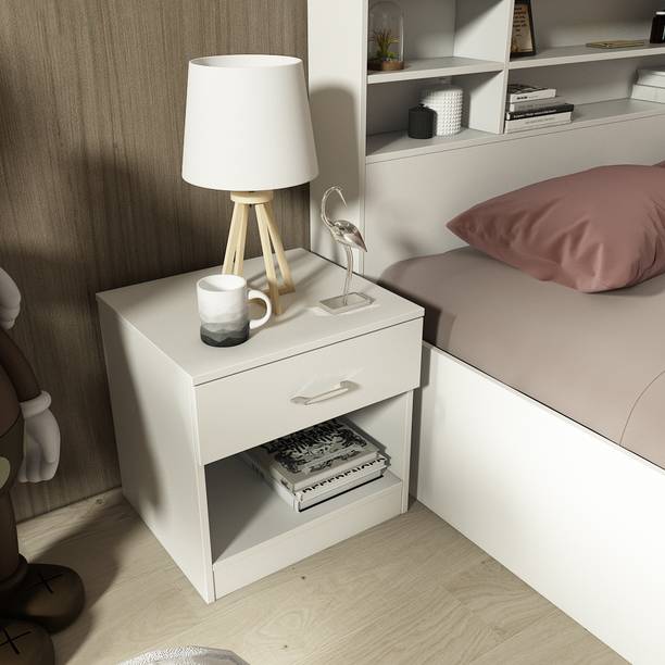 A GLOBIA CREATIONS Swiss Engineered Wood Bedside Table