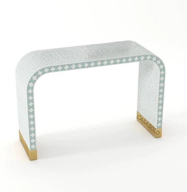 JODHA Bone Inlay Geometric Floral Solid Wood Console Ta...