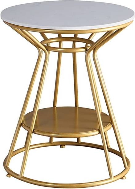 Smarts collection Side Table, End Tables Corner Table Living Room(White-Golden) Metal Side Table