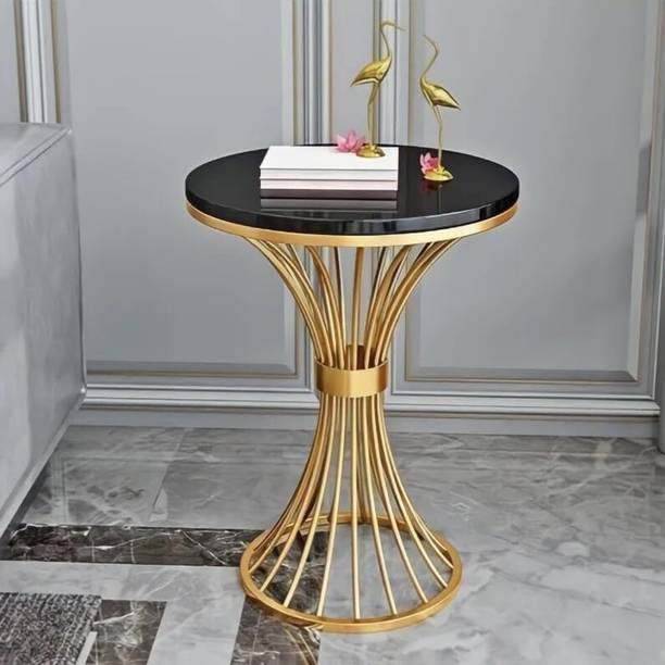 WOODCROWN Engineered Wood Side Table (Finish Color - Black/Golden, Pre-assembled) Engineered Wood Side Table