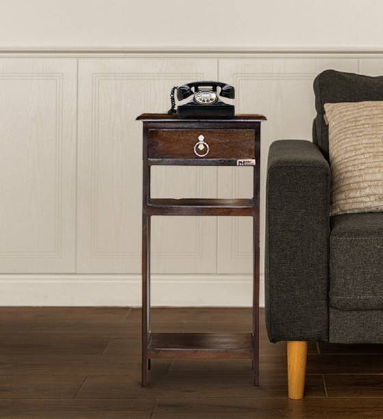 Meera Handicraft Wooden Bedside Table, Nightstand with Shelf & Drawer Storage for Home, Bed Room Solid Wood Bedside Table