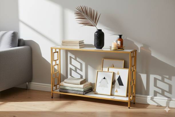 Fahad Metal with Engineered Wooden top Console Table Metal Console Table