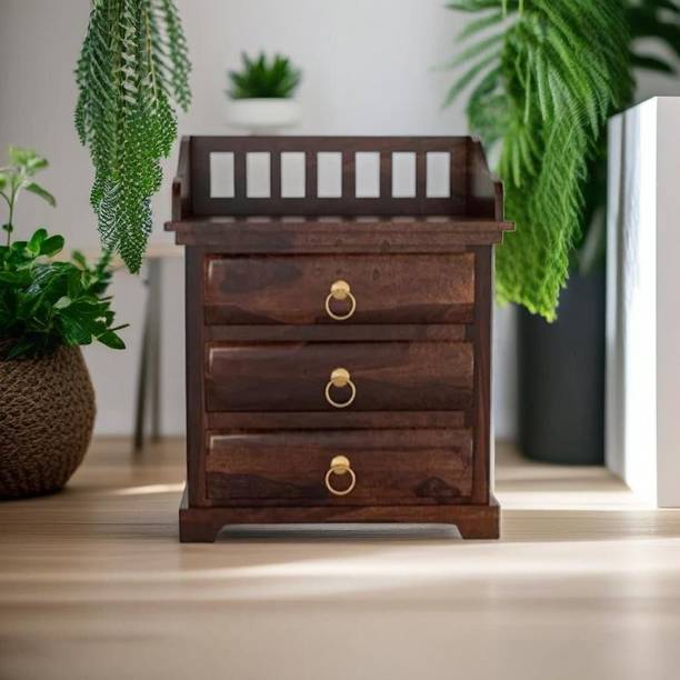 INTEROS Solid Sheesham Wood Bedside Table For Bedroom / Hotel Room Solid Wood Side Table