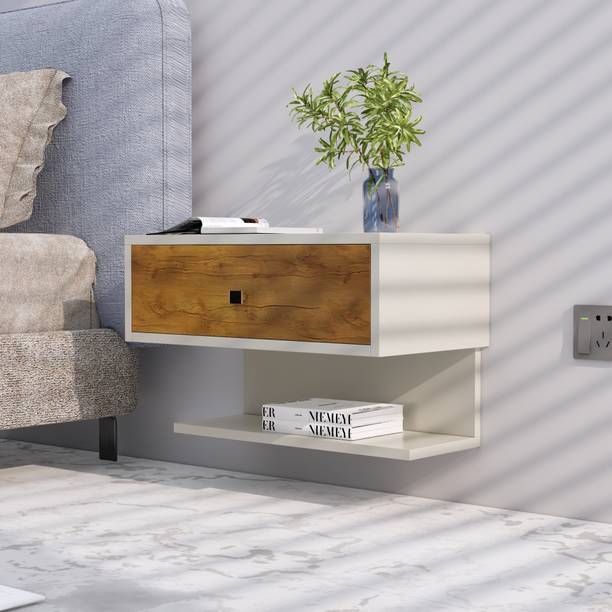 Hexa Red Bed Side Table with 1-Drawer, Nightstand, Bedrooms, Storage Cabinet Engineered Wood Bedside Table