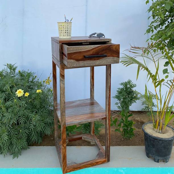 G Fine Furniture Sheesham Wood End Table for Living Room, Corner Telephone Table with Storage Solid Wood End Table