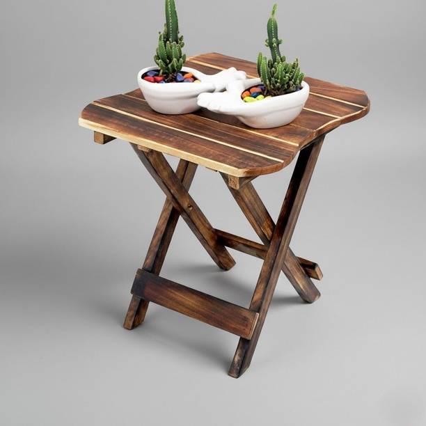 BTC HOME DECOR Foldable Side Table For Bedroom & LIivingroom Solid Wood Side Table
