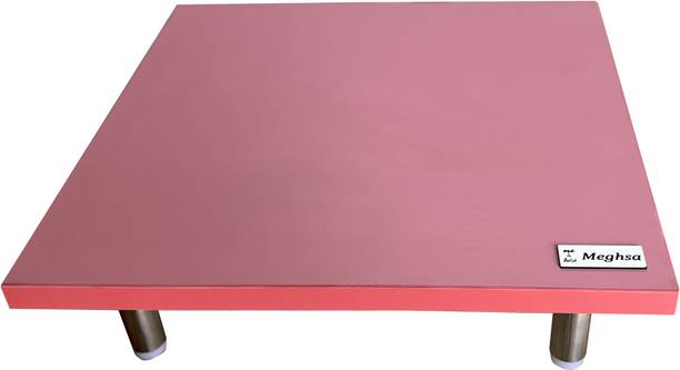 meghsa Durable Pooja chowki and side table Solid Wood C...