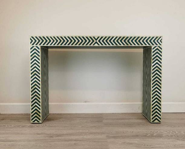 JODHA Teal Bone Chevron Solid Wood Console Table