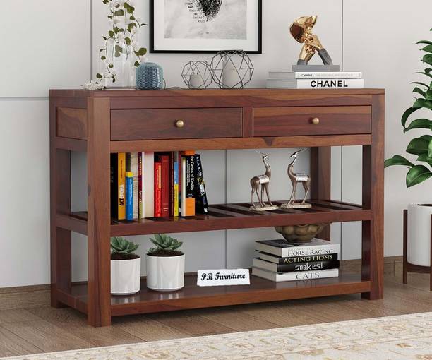 PR FURNITURE Solid Sheesham Wood Console Table With Multiple Storage Space For Living Room || Solid Wood Console Table