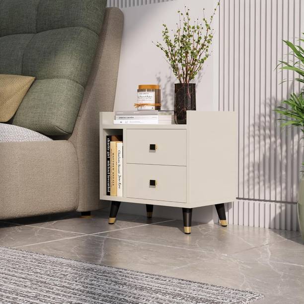 Hexa Red Bed Side Table for Bedroom with 2-Drawer, Small Side Table Engineered Wood Bedside Table