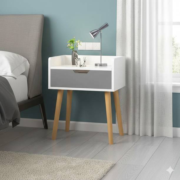 CROWN ART SHOPPEE Mid-Century Modern Bedside Table with Storage Engineered Wood Side Table