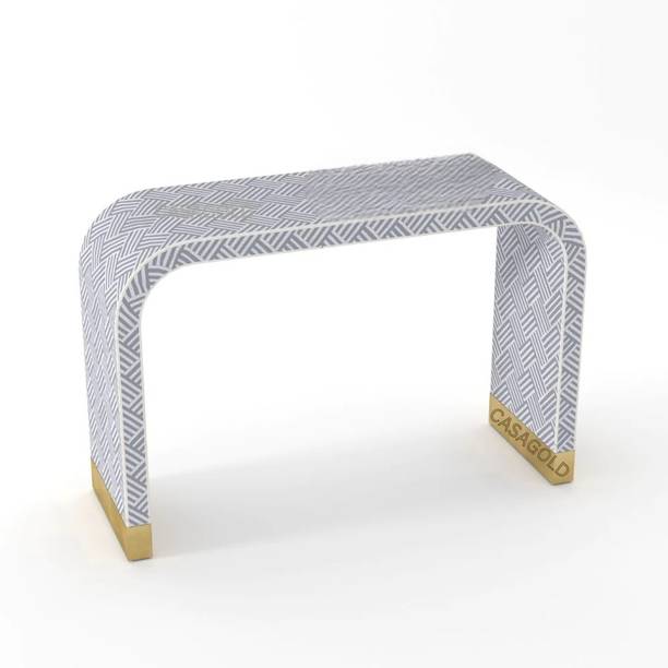 JODHA Bone Inlay Geometric Stripes Solid Wood Console T...