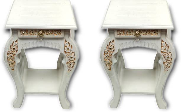 manzees Beautiful Premium Bed Side Table | Wooden Side Table with Storage Drawer Solid Wood Bedside Table