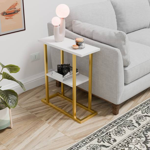 Furnisthan Side Table with Storage - Engineered Wood Top & Stable Metal Frame Metal End Table