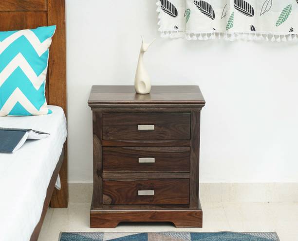 Woodefly Side Tables for Bedroom Bed Table - Bedside Table with 3 Drawers Solid Wood Side Table