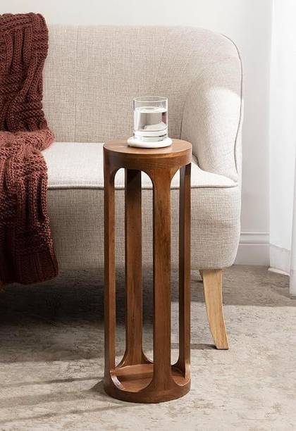 OnlineCraft wooden Round long side table Living Room Plant Stand or Small Nightstand, Solid Wood Side Table
