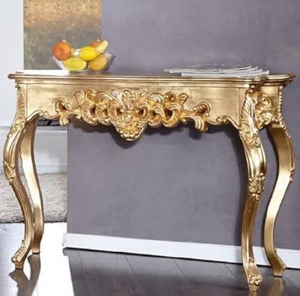 Home wood Wood Carving Royal Look Console Table ( Gold ). Solid Wood Console Table