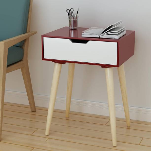 Device Bas with BROWN ART SHOPPEE Nightstands End Side Table with Drawer and Wood Legs, Bedside Table for Bedrooms Engineered Wood Bedside Table