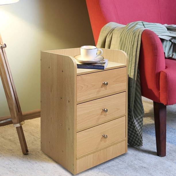 KAWACHI Corner Sofa Side End Table Storage Cabinet 3 Drawers for Bedroom, Living Room Engineered Wood Bedside Table