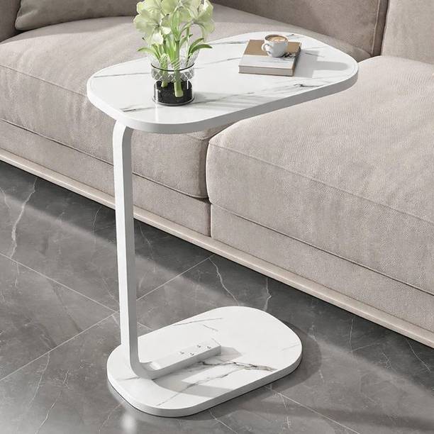 Sasimo Ovel Wooden Side Table Stylish End Table Metal Base Living Room CoffeeTable Engineered Wood Side Table