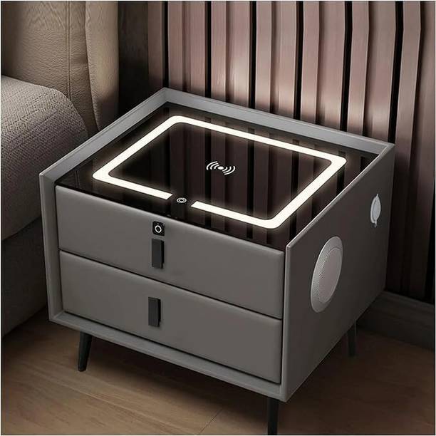 SMARTMEBLE Smart table: Wireless Charge, Fingerprint lock, LED, Bluetooth Speaker Solid Wood Bedside Table