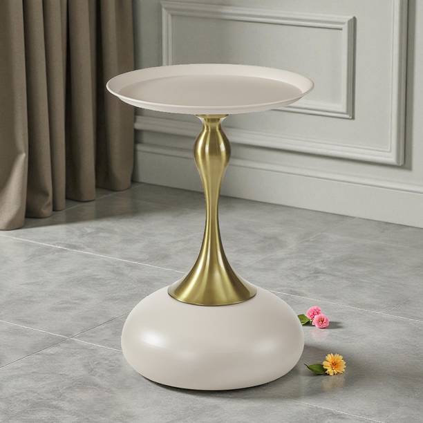 THE ATTIC The Attic Luxe Pebble End Table Textured Design,Ivory Metal End Table