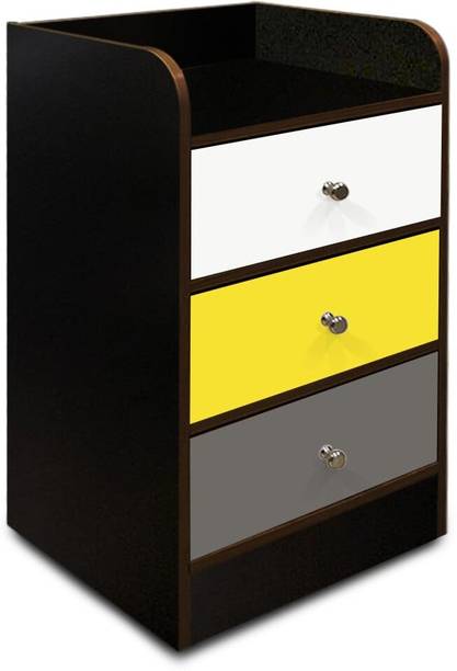 KAWACHI Sofa Side End Bed Side Tables Nightstand with 3 Spacious Drawers for Storage Engineered Wood Bedside Table