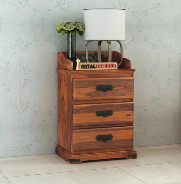 GOYALINTERIOR Sheesham Wood Bedside Table For Bedroom/Wooden End/Nightstand Lamp Table Solid Wood Bedside Table