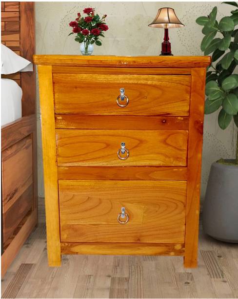 Enocend BED SIDE TABLE Nightstand Lamp Holder With Drawer & Door Cabinet Storage Solid Wood Side Table