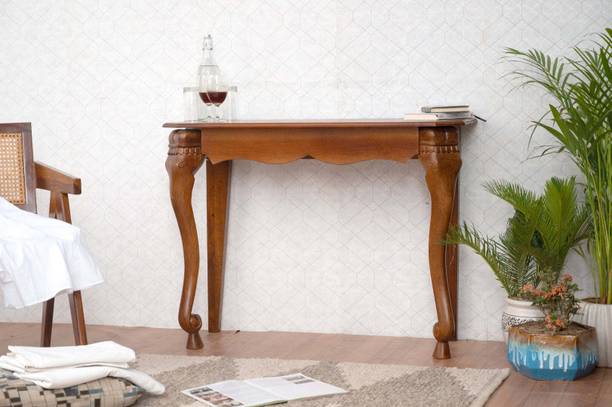 Furnishilp Solid Wood Elephant Design Console/ End/ Corner Table For Living Room, Bedroom Solid Wood Console Table (Finish Color - Provincial Teak, Pre-assembled)
