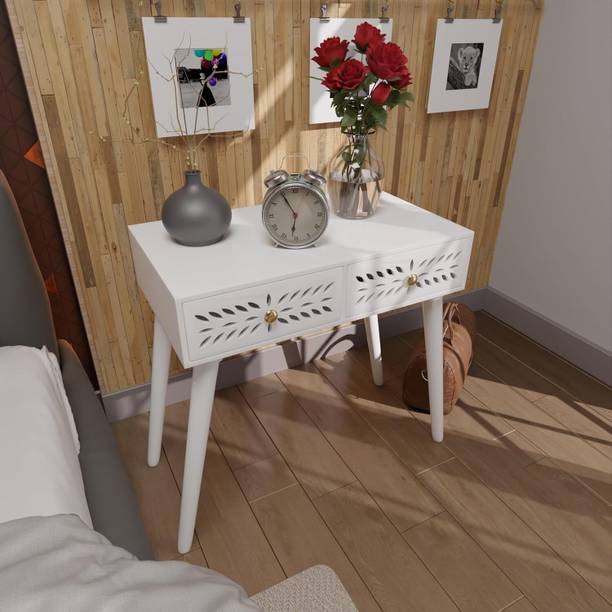 Ereteken ART Mid-Century Modern Bedside Table with Solid Wood Legs Engineered Wood Bedside Table
