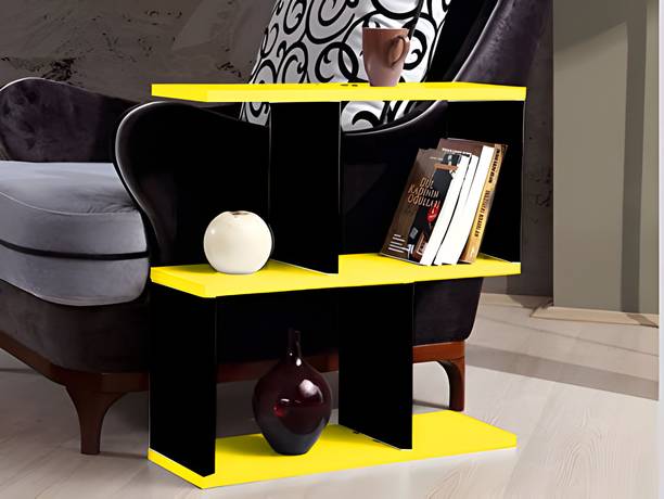 Artival Crafts Engineered Wood S Shape Bedside Table, NightStand (Blue & Black) Engineered Wood Bedside Table
