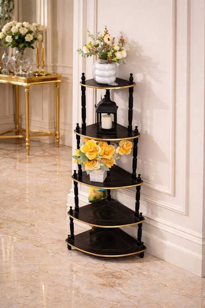 Bogenlite 5 Shelf/Tier MDF Wall Corner Stand, Floor Standing, Shelf Living Room Corner Solid Wood Corner Table