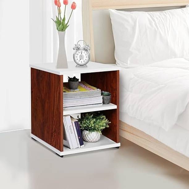KVS Furniture 40D x 40W x 53H_Side_Table_Brown & White Engineered Wood Side Table