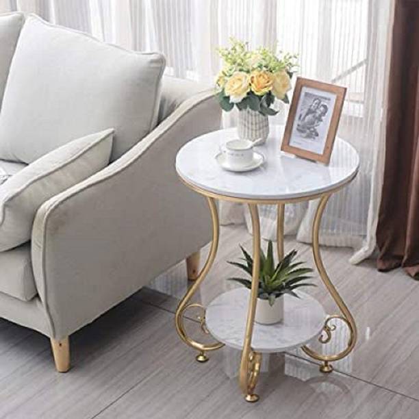 bloo mart Iron Golden 2 Tier Round End Table Coffee Table Side Table Metal End Table