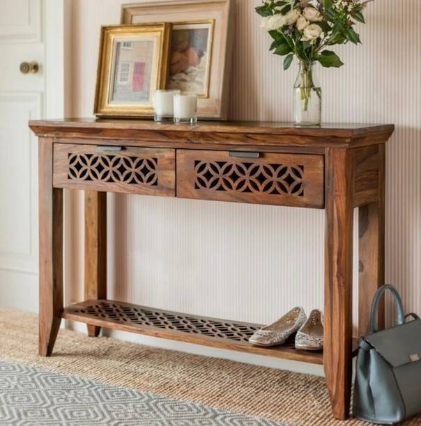 UNITEK FURNITURE Sheesham ( Rosewood ) 2 Drawer Storage for living Room Solid Wood Console Table