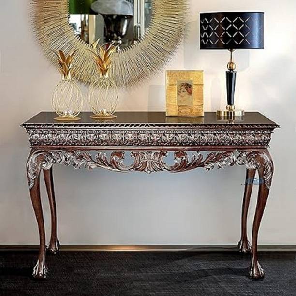 Home wood Wooden Carved Console Table Solid Mango Wood with Glossy Finish for livingroom. Solid Wood Console Table