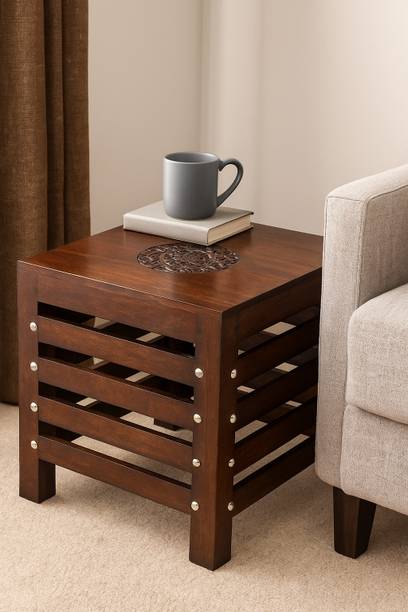 Device Bas with BROWN ART SHOPPEE End Table Stool, with Carving Design, Bedside Table For Bedroom, Living Room Solid Wood Side Table