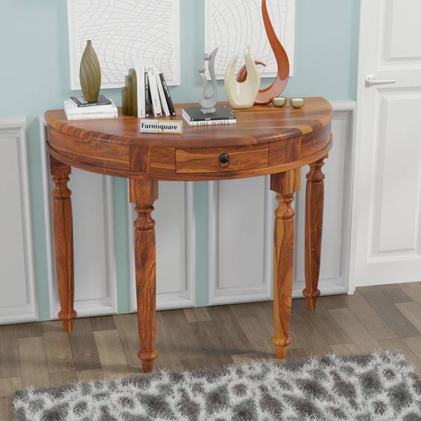 FURNISQUARE Console Table Wooden | Solid Wood Side Table with Storage for Living Room Solid Wood Console Table