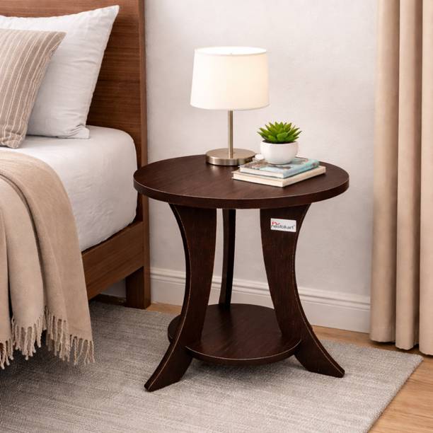 Nestokart Round MDF Beside Table for Living Room & Bedroom | Coffee Table / Lamp Stand Engineered Wood Bedside Table