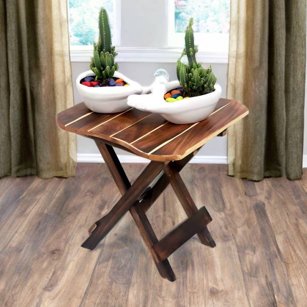 The Flourish Art The Flourish Art Portable Wooden Folding Side Table Engineered Wood Corner Table