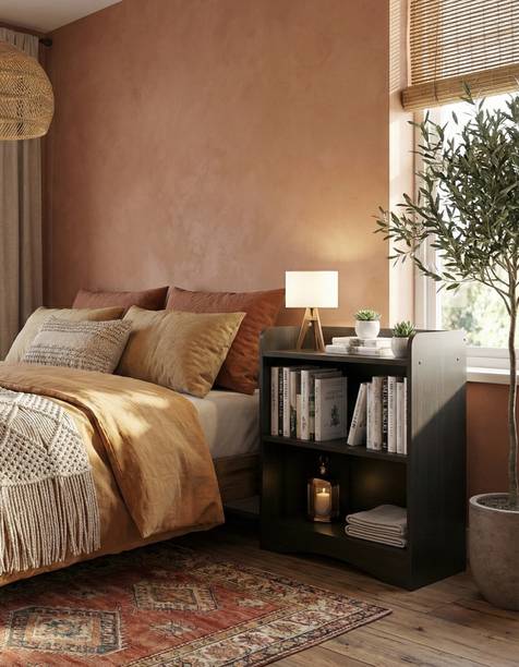 Home Makeover Group Modern Bedside Table Matte Black – Durable, Elegant & Space Efficient Engineered Wood Bedside Table
