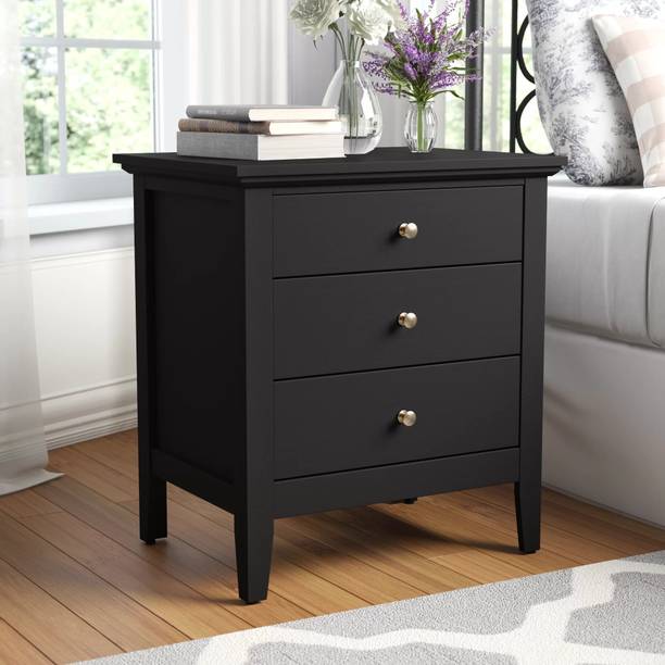 UNITEK FURNITURE 3 Drawers Bedside Table, Night Stand Table, Sofa Side Table, Solid Wood End Table