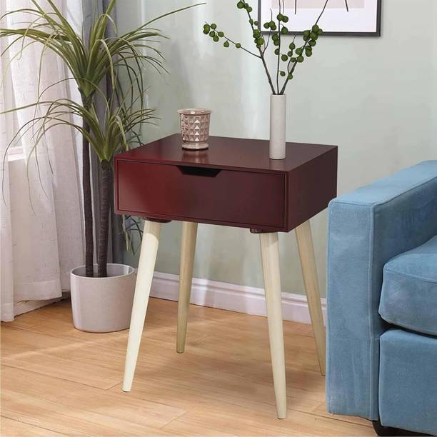 Device Bas with BROWN ART SHOPPEE Nightstands End Side Table with Drawer and Wood Legs, Bedside Table for Bedrooms Engineered Wood Bedside Table